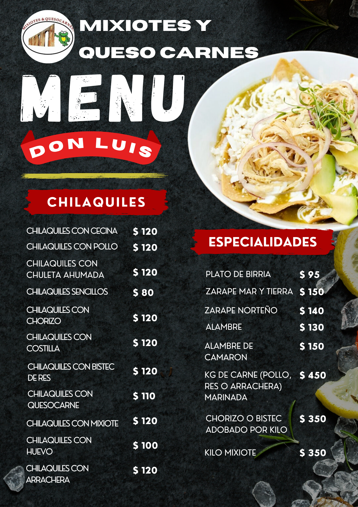 Menú de Tortas y Bebidas